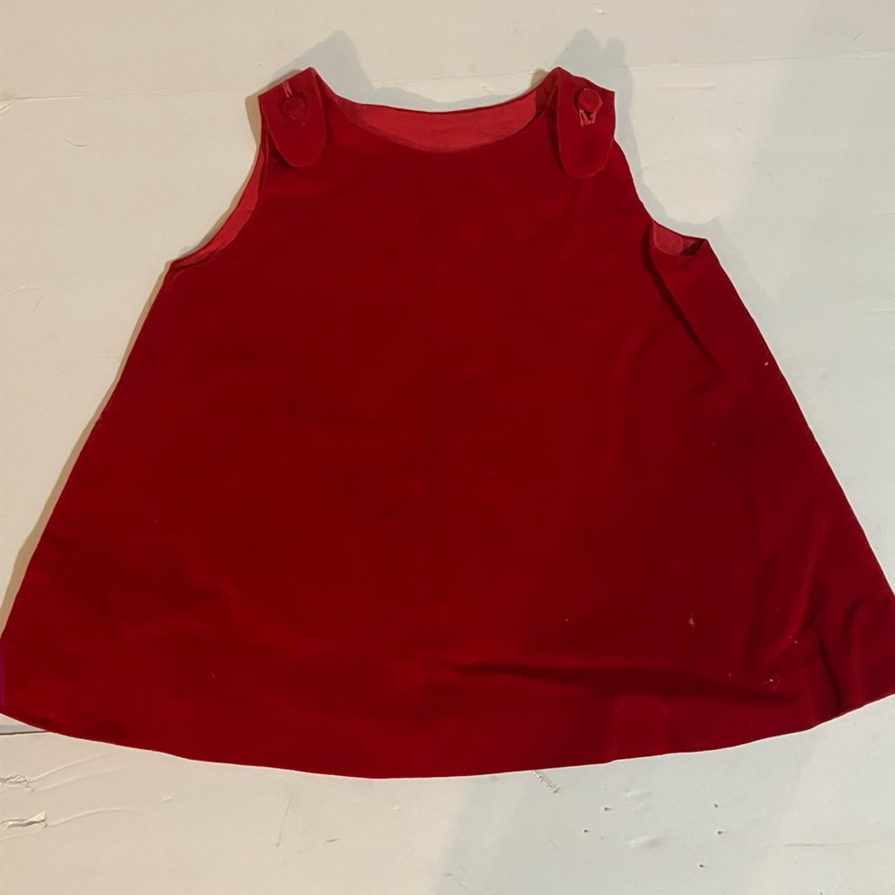 Vintage Little Girls Red Velvet Dress Handmade 12-18 months (?)